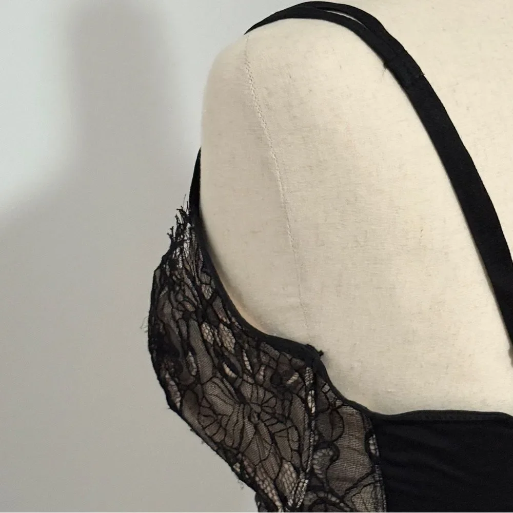 WACOAL Contour Embroidered Lace Demi Bra 36DD Black Eyelash Trim 85424